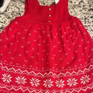 Carter's Red Knit Dress with White Accents
